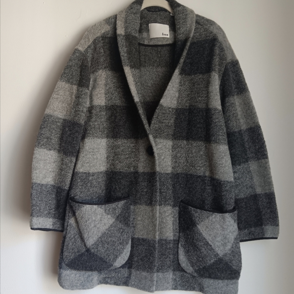 Aritzia Wilfred Free Off Duty Wool Jacket Gray Plaid XS - Picture 9 of 11